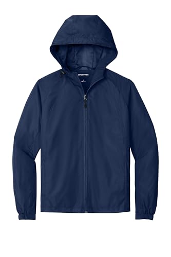 SPORT-TEK Unisex Hooded Raglan Jacket | Lightweight Rain Jacket